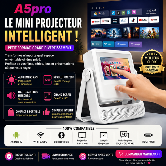 SMART PROJECTEUR TACTIL A2 PRO ANDROID 12, ROM 32GIGA