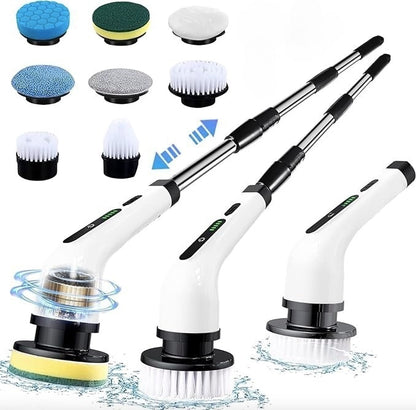 Brosse de Nettoyage Électrique Sans Fil – 8 Têtes & Manche Télescopique