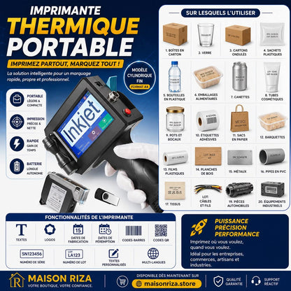 IMPRIMANTE À JET D'ENCRE SUR TOUS SUPPORTS MULTIFONCTION 6 EN 1, HAUTEUR D’IMPRESSION 12,7MM