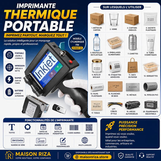 IMPRIMANTE À JET D'ENCRE SUR TOUS SUPPORTS MULTIFONCTION 6 EN 1, HAUTEUR D’IMPRESSION 12,7MM